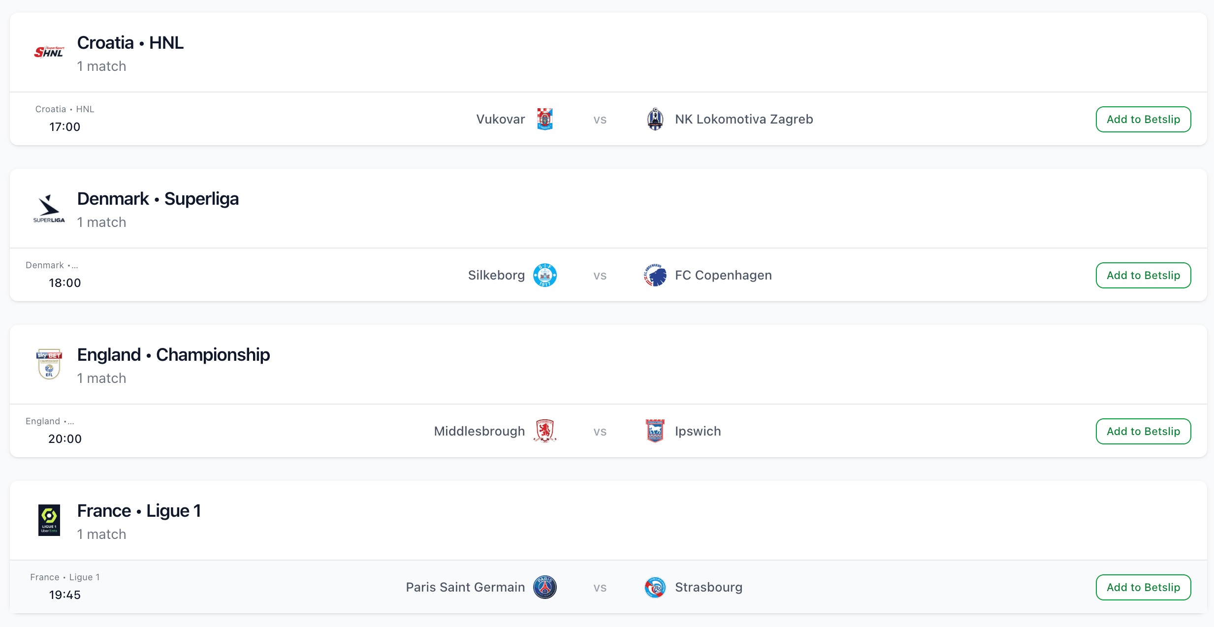 Betslip and multiples